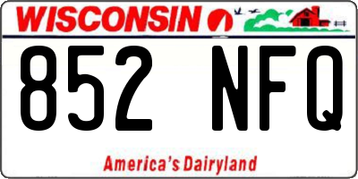 WI license plate 852NFQ