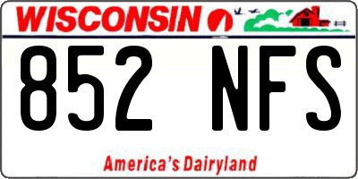 WI license plate 852NFS