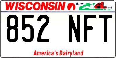 WI license plate 852NFT