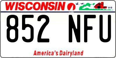 WI license plate 852NFU