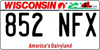 WI license plate 852NFX
