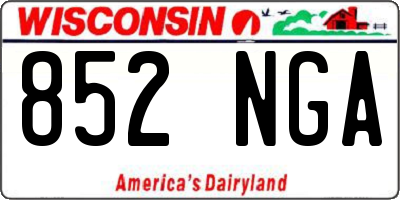 WI license plate 852NGA
