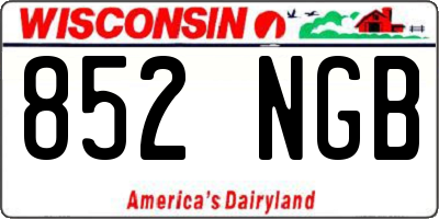 WI license plate 852NGB