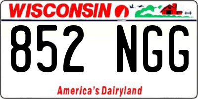 WI license plate 852NGG