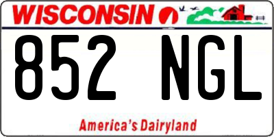 WI license plate 852NGL
