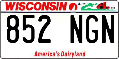 WI license plate 852NGN