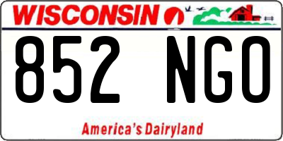 WI license plate 852NGO