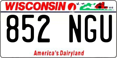 WI license plate 852NGU