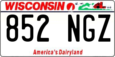 WI license plate 852NGZ