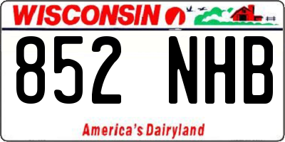 WI license plate 852NHB