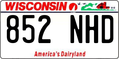 WI license plate 852NHD