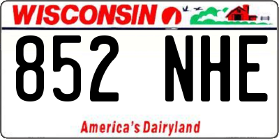 WI license plate 852NHE