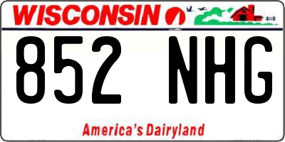 WI license plate 852NHG