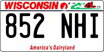 WI license plate 852NHI
