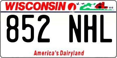 WI license plate 852NHL