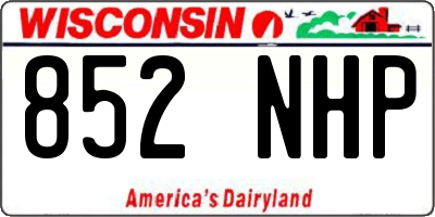 WI license plate 852NHP