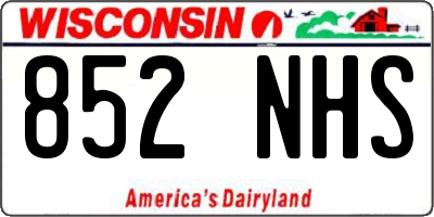 WI license plate 852NHS