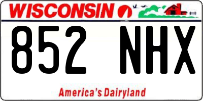 WI license plate 852NHX