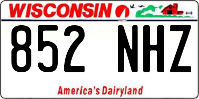 WI license plate 852NHZ