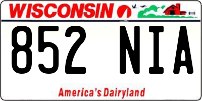 WI license plate 852NIA
