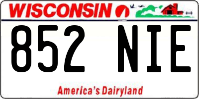 WI license plate 852NIE