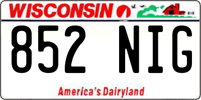 WI license plate 852NIG