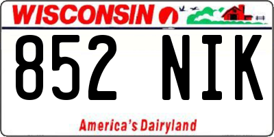 WI license plate 852NIK
