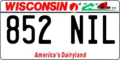 WI license plate 852NIL
