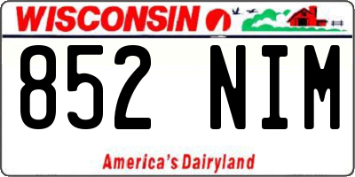 WI license plate 852NIM