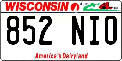 WI license plate 852NIO