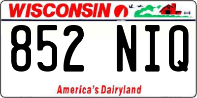 WI license plate 852NIQ