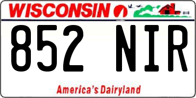 WI license plate 852NIR