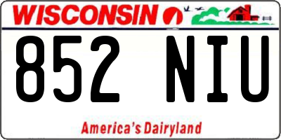 WI license plate 852NIU