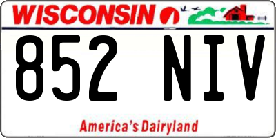 WI license plate 852NIV