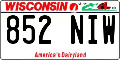 WI license plate 852NIW