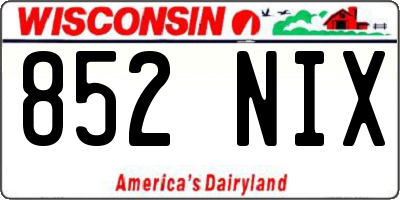 WI license plate 852NIX