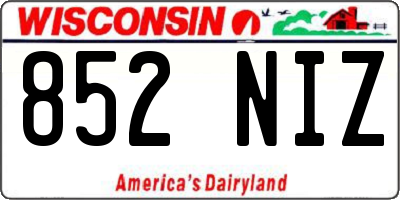 WI license plate 852NIZ