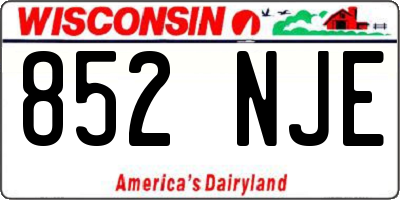 WI license plate 852NJE