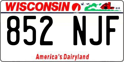 WI license plate 852NJF