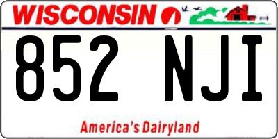 WI license plate 852NJI