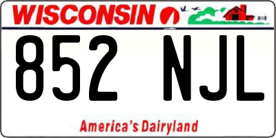 WI license plate 852NJL
