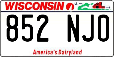 WI license plate 852NJO