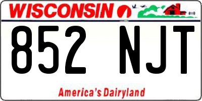 WI license plate 852NJT