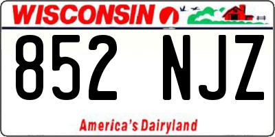 WI license plate 852NJZ