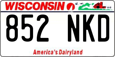 WI license plate 852NKD