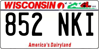WI license plate 852NKI