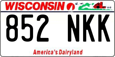 WI license plate 852NKK