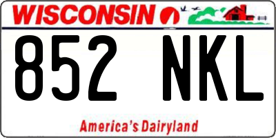 WI license plate 852NKL