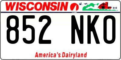 WI license plate 852NKO