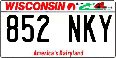 WI license plate 852NKY